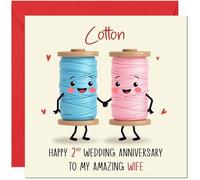Cotton Anniversary Card for Wife - 2nd Wedding Anniversary Cards for Wife from Husband Cute Anniversaries Greeting Cards