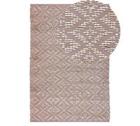 Cotton Area Rug 140 x 200 cm Beige and Pink GERZE