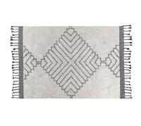 Cotton Area Rug 140 x 200 cm White and Black ERAY