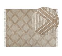 Cotton Area Rug 160 x 230 cm Beige and White KACEM