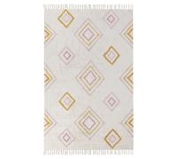 Cotton Area Rug Geometric Pattern 140 x 200 cm Off White LASHE