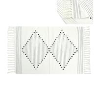 Cotton Area Rug with Tassels 60x90cm Hand Woven Carpet Washable Runner Rug Cotton Throw Rug Floor Carpet Floor Rugs Bohemian White Runner Rug for Bedroom Bathroom Kitchen Entrance (white)