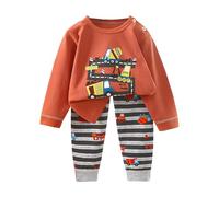 Cotton Baby Boys Girls Pajamas Set Boys or Girls Pyjamas Set Infants Base Layer Top & Bottom Long Sleeve Kid Sleepwear Sets Bottom and Long Sleeve Top Toddler Boy Girl 2 Piece (Brick Red, Years)
