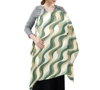 Cotton Baby Nursing Cover Abstract Green Beige | Breastfeeding Cover Breathable Shopping Cart Cover