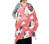 Cotton Baby Nursing Cover Flying Cow Pink Heart