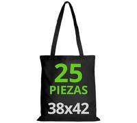 Cotton Bag 38 x 42 cm, Pack of Blank Bags, Long Straps, Durable Fabric Bags, Reusable Shopping Bag for Printing or Painting, 38 x 42 cm, Black, Pack of 25, black, standard size, reusable shopping bag