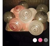 Cotton Ball Fairy String Lights, Morbuy Battery Operated Multicolor Decor LED Night Lights 6cm Ball 20 Lamp for Garden Indoor Home Holiday Party Wedding Christmas Decoration (1.8m/10 Lights, Gray)