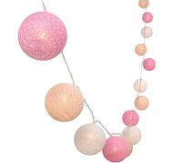 Cotton Ball LED Fairy Lights Indoor 5M 50pcs, Treer Battery Powered 8 Mode Warm White String Night Light Party Home Christmas Decoration (Pink/White,5m/50LED)