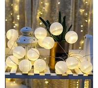 Cotton Ball LED Fairy Lights, Treer Upgraded Indoor Decoration Battery Powered 8 Mode Warm White String Night Light Enough to Decor Party/Indoor/Wedding/Festival (White,5m/50LED)