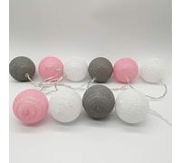 Cotton Ball LED String Lights Romantic, DOTBUY Battery Operated Fairy Lights Decoration for Indoor Outdoor Holiday Party Christmas Halloween Decor Garlands (Pink grey,3.3M/20LED)