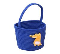 Cotton Basket, Woven Rope Bin, 7.87x6.69 Inches Soft Space Saving Design Handheld Organizer Handles, Decorative Storage Holder for Living Room, Bedroom, Laundry Blanket, Color Blue