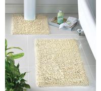Cotton Bath Mat & Pedestal Set In Cream, 2-Piece, Super Absorbent & Machine Washable