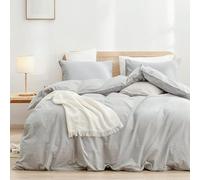 Cotton Bed Linen 155 x 220 cm Grey Light Grey 3-Piece Double Bed Plain Bed Linen Set OekoTex Certified for Allergy Sufferers Soft Duvet Cover Cotton and 2 Pillowcases 80 x 80 cm with Zip