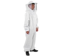 Cotton Beekeeper Suit - Full Body Protective Gear, Breathable Fabric, Round Veil Included, Durable Design For Safe Beekeeping | Apiculture Work, Hive Inspection, Men And Women Use