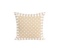 Cotton Beige Stripe Border and Stars Cushion Cover Homescapes Beige 60cm x 60cm