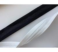 Cotton Black & White Bias Binding Tape 25mm (1 Inch) Folded - Dressmaking Sewing Alterations & Tailoring - 5 Metres (White)