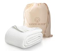 Cotton Blankets Double Size, Luxury Waffle Weave Super Soft Blanket, All Season Blankets & Throws, Breathable Double Size, 100% Cotton Blanket for Bed, (150 x 200) cm, White