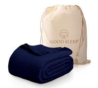 Cotton Blankets King Size, Luxury Waffle Weave Super Soft, All Season Blankets & Throws, Breathable King Size Blanket, 100% Cotton Blanket for Bed, (200 x 240) cm, Navy Blue