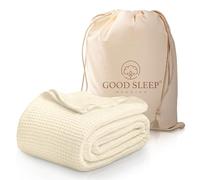 Cotton Blankets King Size, Luxury Waffle Weave Super Soft Blanket, All Season Blankets & Throws, Breathable King Size Blanket, 100% Cotton Blanket for Bed, (200 x 240) cm Thermal Blanket, Ivory