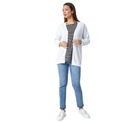 Roman Cotton Blend Waffle Knit Cardigan for Women UK - Ladies Spring Everyday Summer Holiday Pointelle Fabric Comfy Long Sleeve Soft Edge to Edge Daywear Sweaters - White - Size 12