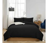 COTTON BLISS Premium Brushed Microfiber Duvet Cover Set | Ultra Soft 85gsm Bedding Set with Pillowcases | Hypoallergenic & Easy Care Non-Iron Quilt Cover | Luxury Hotel Quality (Black, Super King)