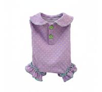 Cotton Bodysuit Pet Romper Dress Outfit With Collar Ruffle Trim Buttons Full Coverage Soft Breathable Lightweight Comfortable Movement suitable for daily wear photo shoots, style to 2, L