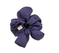 Cotton Bow Scrunchie Autumn And Winter Large Intestine Ring Temperament Hair Rope Tied Ponytail And Bun Headband(Purple bow)
