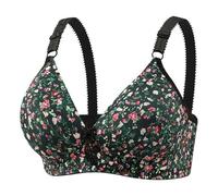 Cotton Bras for Women Full Coverage Supportive Lightly Lined Floral Lace Bra Wireless Sleeping Bras Women Bra Sexy (Black, 38B)
