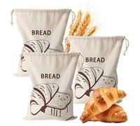 Cotton Bread Bags, 3PCS Set Drawstring Bag for Bread and Vegetables, Reusable, Durable Food Storage Bag, Perfect for Sourdough and All Types of Breads