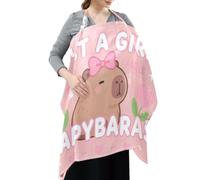 Cotton Breastfeeding Boss Multi-Use Cover Girl Who Loves Capybaras | Privacy Breast Feeding Cover with Arch Neckline Tummy Time Mat & Burp Cloth