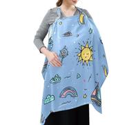 Cotton Breastfeeding Boss Multi-Use Cover Hand-Drawn Neon Sky Blue | Nursing Apron with Arch Neckline Multi-use Stroller Cover