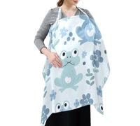 Cotton Breastfeeding Boss Multi-Use Cover Soft Colors Baby Blue Frog