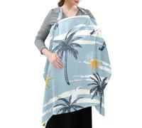 Cotton Breastfeeding Boss Multi-Use Cover Summer Palm Trees Blue