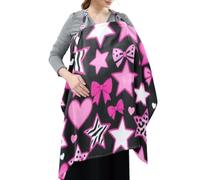 Cotton Breastfeeding Boss Multi-Use Cover Y2k Gothic Pink Cute Star | Nursing Blanket for Breastfeeding with Arch Neckline Baby Car Seat Canopy