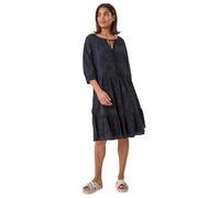 Roman Originals Women Broderie Tiered Smock Dress - Ladies Spring Holiday Summer Casual V-Neckline Short Sleeve Relaxed Lined Comfy Dresses Cotton Frill - Black - Size 12