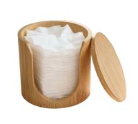Cotton Bud Container - Cotton Pad Holder | Cotton Bud Holder with Bamboo Lid for Women, Wives, Mothers, Beauty Lovers, Home, Bathroom, Bedroom, Dressing Table