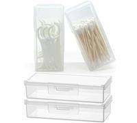 Cotton Bud Holder for Travel, 4 Pcs Portable Small Cotton Swab Holder Transparent Plastic Cotton Swab Mini Box for Storing Cotton Balls Cotton Swabs Flosser Toothpicks