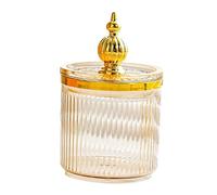 Cotton Bud Storage Box, Round Cotton Pad Container with Lid, Dustproof Cotton Ball Holder, Sugar Bowl, amber
