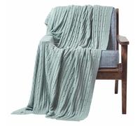 Cotton Cable Knit Throw, Blue, Grey, Green, Pink, Natural, Chocolate