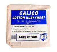 Cotton Calico Dust Sheets for Painting & Decorating | Tight Plain Weave | Fabric Cover Sheets for Furniture | (Cotton Calico, 12ft x 9ft - 3.50m x 2.60m) (1xCalico129)