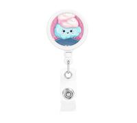 Cotton Candy Badge Reel Retractable Badge Holder with Keychain Funny ID Clips for Badges Lightweight Plastic Name Card Holders for Nurses Office Teacher