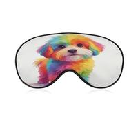 Cotton Candy Dog Sleep Mask Block Light Eye Sleep Shade Cover Comfortable Lightweight Sleeping Blindfold Soft Breathable Night Eye Cover Adjustable Band Eye Mask for Men Women