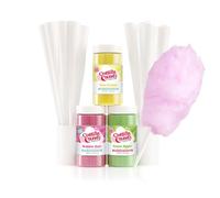 Cotton Candy Express Fun Pack | Kit Features Bubble Gum, Green Apple & Pina Colada Floss Sugars (11 oz Each) & 50 Paper Cones | Best Cotton Candy Maker Supplies | for Home or Commercial Use