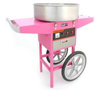 Cotton Candy Floss Machine & Portable Cart Electric Retro Carnival Funfair Style Maker Kids Party Movie Night Sweet Gift Candyfloss Stainless Steel Hinged Bowl Thermostat