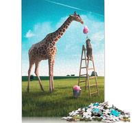 Cotton Candy Giraffe Jigsaw Puzzles Puzzle for Adults Kids. 1000 Pieces Impossible Challenge Toy Educational Game Home Decoration for Educational Games Gifts 1000pcs (75x50cm)