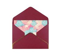 Cotton Candy Luxury Pearl Paper Greeting Card With Gold Border, Blank Inside, With Envelope - Birthday, Wedding, Christmas, Valentine