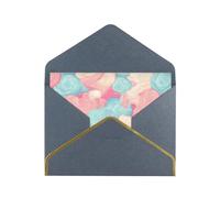 Cotton Candy Luxury Pearl Paper Greeting Card With Gold Border, Blank Inside, With Envelope - Birthday, Wedding, Christmas, Valentine