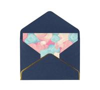 Cotton Candy Luxury Pearl Paper Greeting Card With Gold Border, Blank Inside, With Envelope - Birthday, Wedding, Christmas, Valentine
