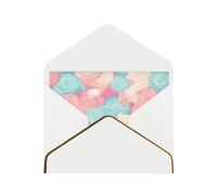 Cotton Candy Luxury Pearl Paper Greeting Card With Gold Border, Blank Inside, With Envelope - Birthday, Wedding, Christmas, Valentine