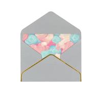 Cotton Candy Luxury Pearl Paper Greeting Card With Gold Border, Blank Inside, With Envelope - Birthday, Wedding, Christmas, Valentine